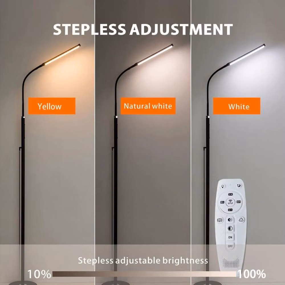 Kelvenix LED Standing Floor Lamp in Black with Warm White Light and Remote Control – 4