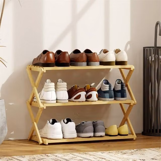 EONLION 3-Tier Brown Bamboo Shoe Rack
