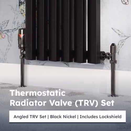 UK Radiators Derry Bold Thermostatic Radiator Valve and Lockshield Set in Black Nickel