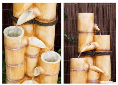 Primrose White Ginko Bamboo Effect 4 Tier Cascade Outdoor Water Feature, Height: 88 cm – 4