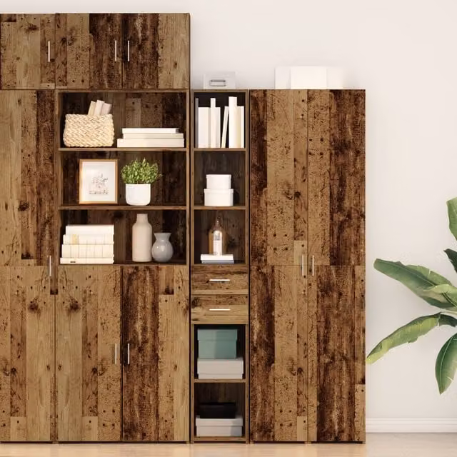 Berkfield Home Rustic Highboard in Old Wood Brown, W: 42.5 cm, D: 42.5 cm, H: 185 cm
