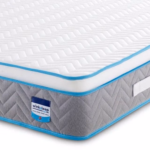 Bedzonline Maxi Cool Prime Hybrid Mattress with Memory Foam and Temperature Regulation in Blue, Small Single W/D/H: 75 x 190 cm