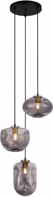 Netlighting Hatella Modern 3 Light Cluster Pendant Ceiling Light with Transparent Glass Shades in Grey (E27) – 1
