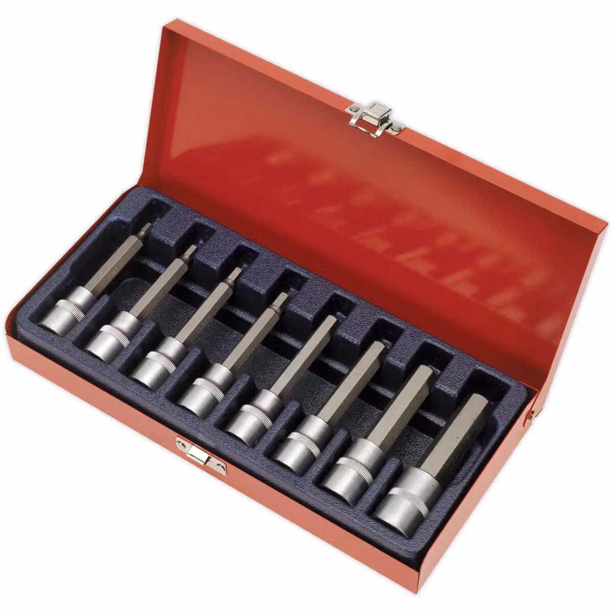 Loops 8pc Metric Hex Key Socket Bit Set, 1/2 inch Square Drive, Chrome Vanadium, Multicolour, 100mm Long – 3