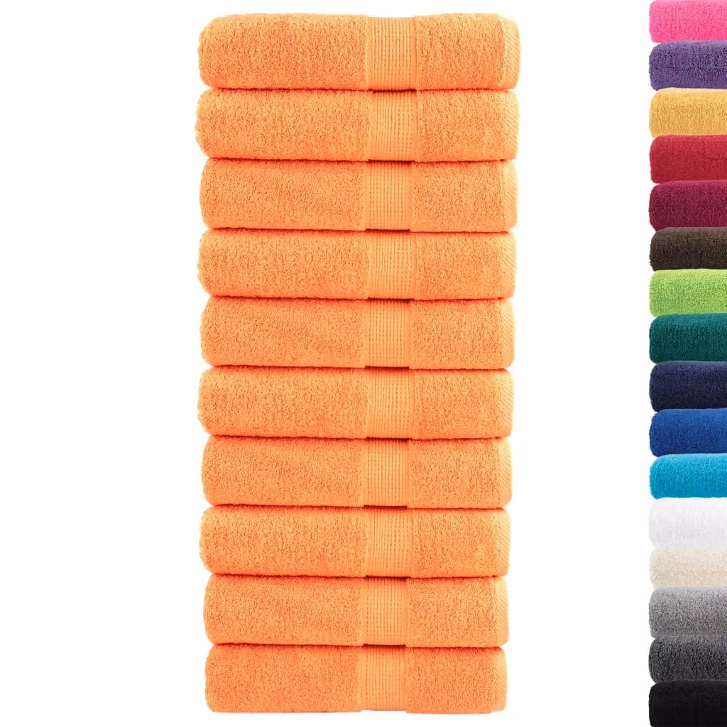 Berkfield Home SOLUND Premium Cotton Terry Bath Towels, Orange, 10 Pack, W: 100 cm, L: 150 cm, 600 gsm – 2