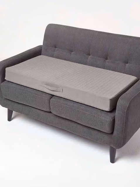 Homescapes Orthopaedic Foam 2 Seater Booster Cushion in Anthracite Grey with Removable Machine Washable Cotton Cover