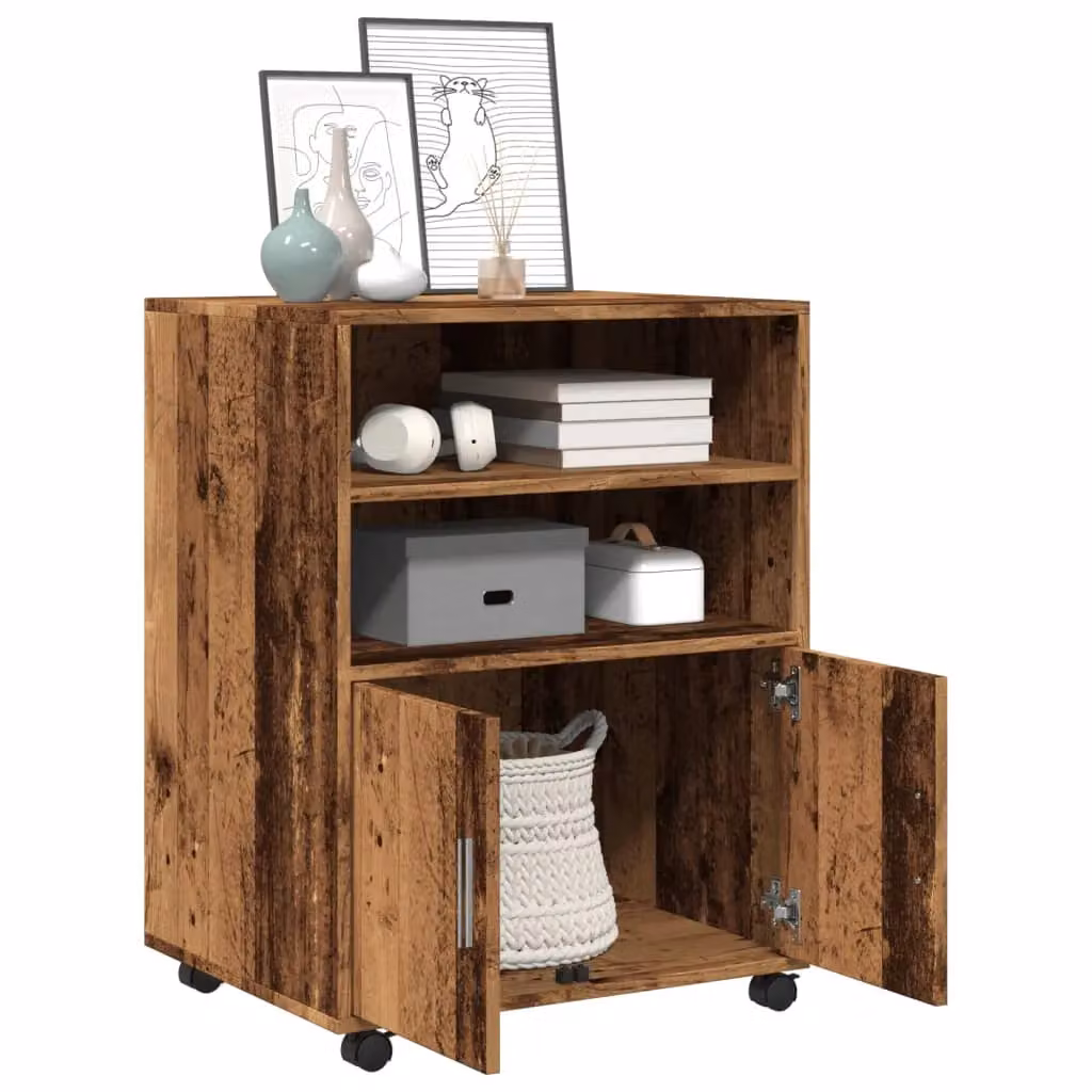 Berkfield Home Rolling Cabinet in Old Wood Brown, W/D/H: 60 x 48 x 81 cm – 3