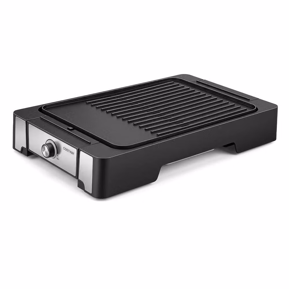 Costway 2300W Electric Indoor Grill and Griddle with Nonstick Die Cast Metal Surface in Black – 5