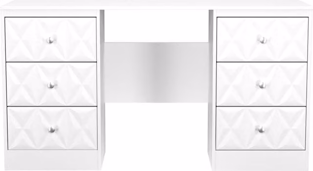 2 U Memphis 6 Drawer Kneehole Desk in White