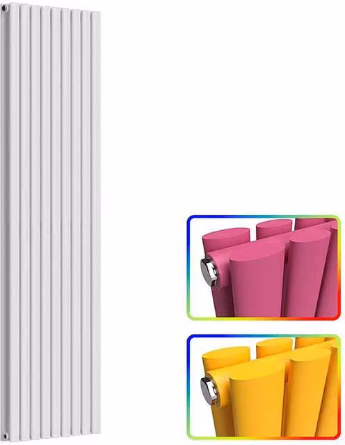 Lux Heat Oval Coloured Vertical Radiator in Multicolour, H 180 cm x W 54 cm