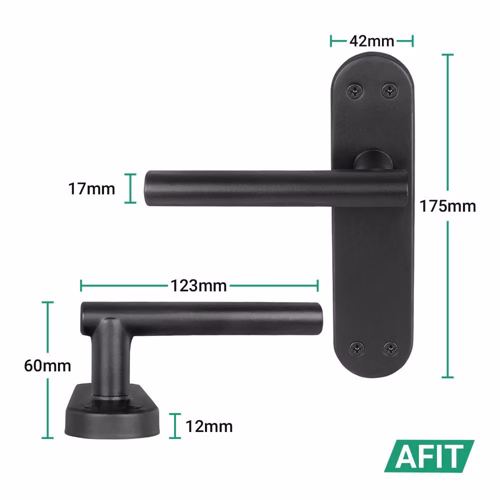 AFIT Black Matt T-Bar Handle Latch and Hinges Backplate Set, 1 Pair – 2