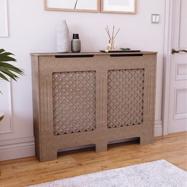 Vida Designs Geometric Modern Radiator Cover in Brown, W/D/H: 111 x 19 x 82 cm