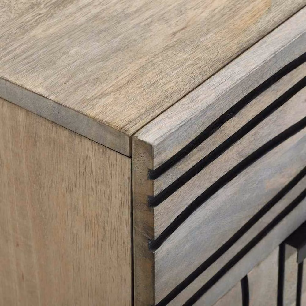 Berkfield Home Modern Bedside Table with Drawer in White, Black and Multicolour, W/D/H: 50 x 33 x 60 cm – 5