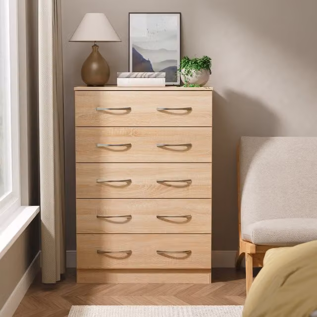 Avon Ready Assembled 5 Drawer Chest in Bardolino Oak