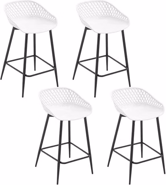 FORGEVIO Set of 4 Modern White Bar Stools for Kitchen and Breakfast Areas – 1