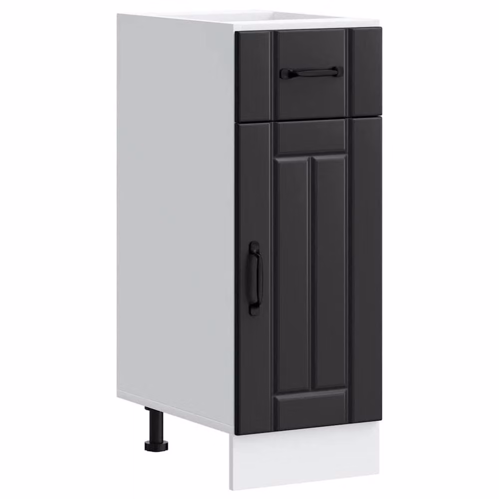 Berkfield Home Lucca Kitchen Base Cabinet in Black Matt Engineered Wood, H 81.5 x W 46.0 x D 30.0 cm – 2
