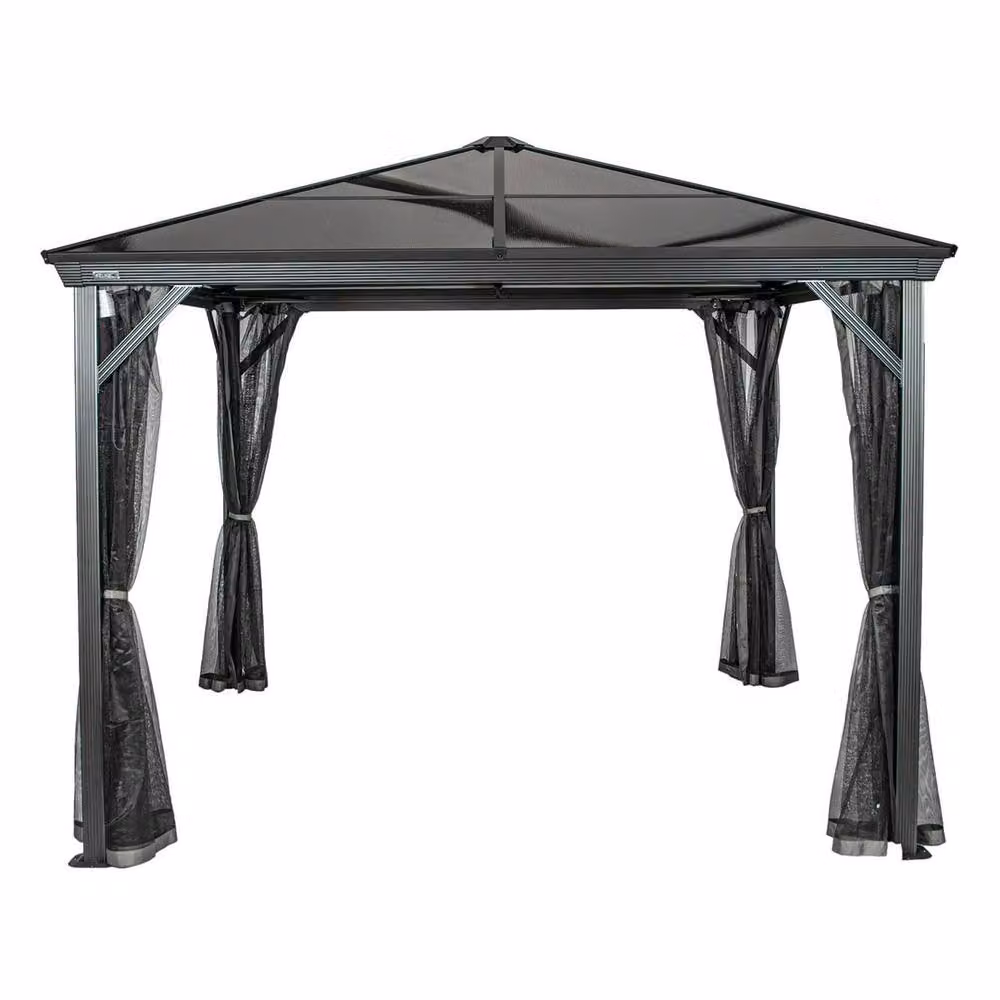 Sojag Verona Gazebo in Black with Aluminium Frame, Polycarbonate Roof and Mosquito Net, W: 297 cm, D: 423 cm, H: 261 cm – 2