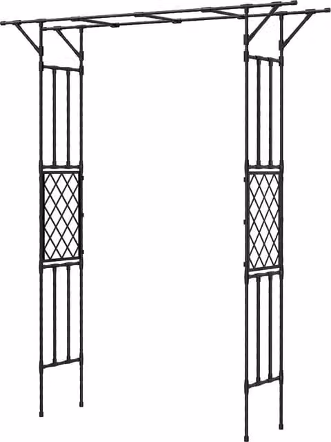 Outsunny Black Steel Garden Arch Trellis for Climbing Plants, W/D/H: 180 x 40 x 215 cm – 1