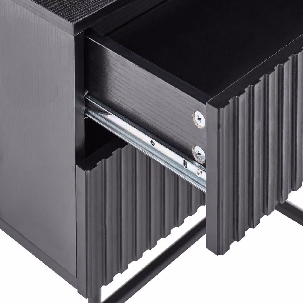 Wyld and Coco Modern 2-Drawer Bedside Table in Black and Gold – 5