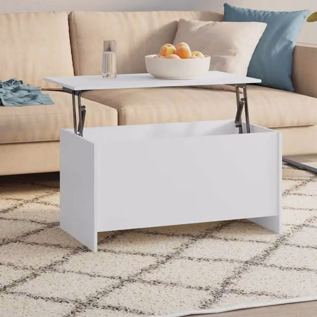 Berkfield Home Modern White Coffee Table with Lift Mechanism, W/D/H: 102 x 55.5 x 52.5 cm