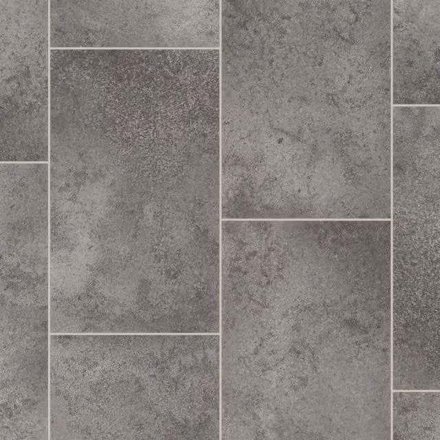 Vinyl Flooring UK Grey Stone Tile Effect 2.8mm Vinyl Flooring Sheet, W: 400 cm, L: 600 cm