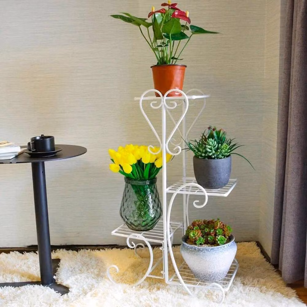 KORVIXA White Metal Plant Pot Shelving, W/D/H: 52 x 25 x 80 cm – 3