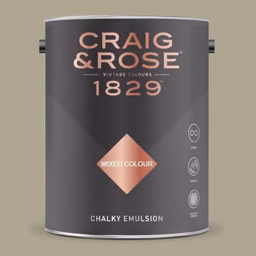 Craig & Rose 1829 Chalky Emulsion Paint Stop in Olive Laque, Matt, Water Based, 5 l