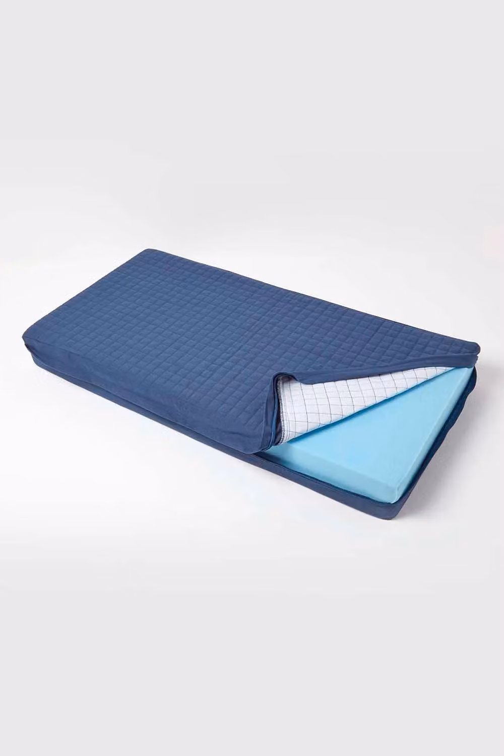 Homescapes Blue Cotton Orthopaedic Foam 2 Seater Booster Cushion with Removable Cover – 2