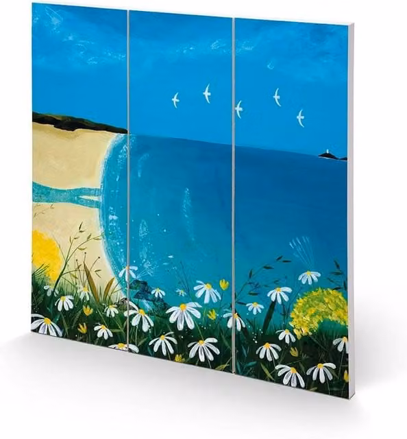 Julia Crossland Square Blue Wooden Botanical Illustration Wall Plaque – 1