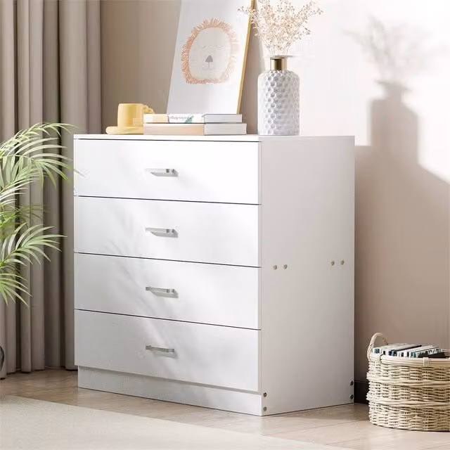 Nordara 4 Drawer Chest in White with Metal Handles – 1