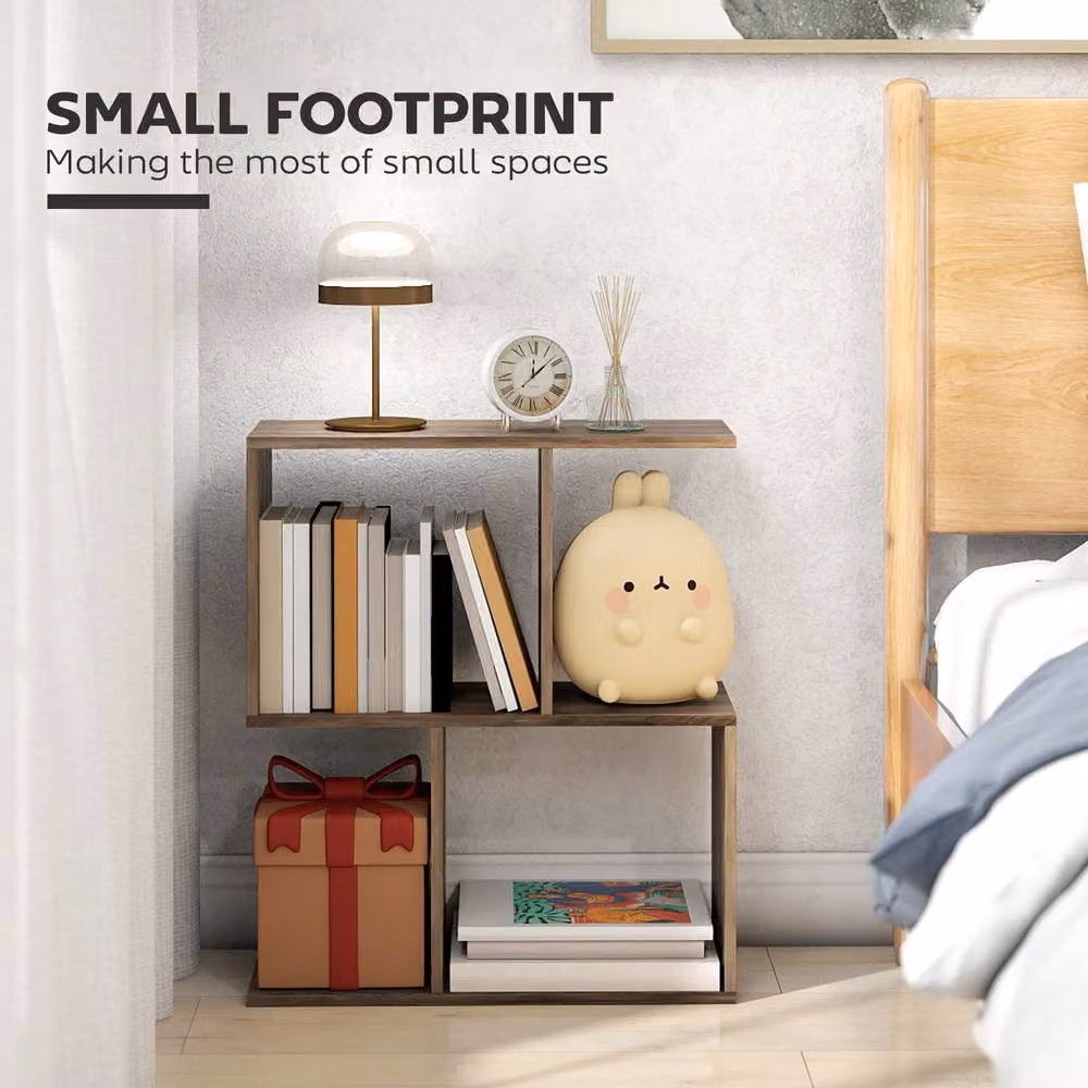HOMCOM Modern Narrow Side Table with Storage Shelves in Light Oak – 3