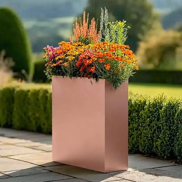 Access Garden Products Rose Gold Galvanised Steel Trough Planter, W: 75 cm, H: 90 cm – 1
