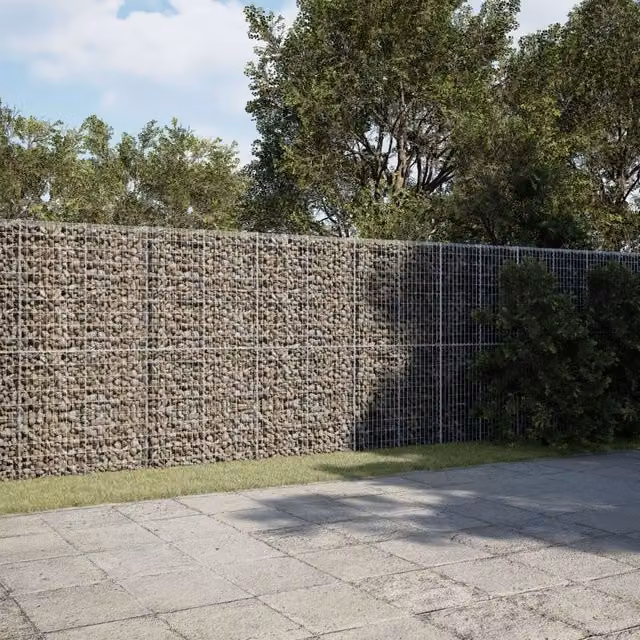 Berkfield Home Silver Galvanised Steel Gabion Basket with Cover, W: 450 cm, D: 100 cm, H: 200 cm