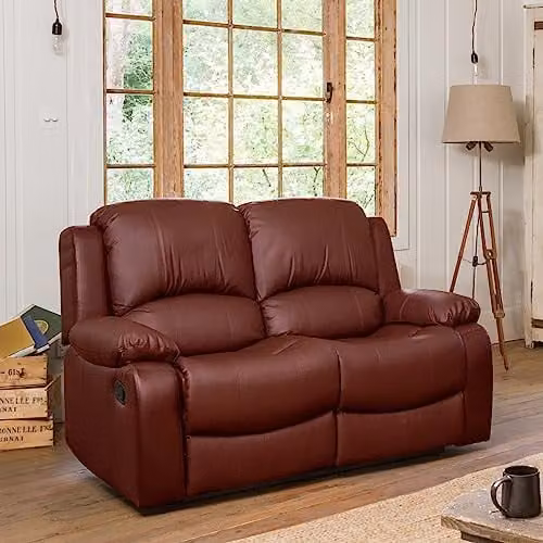 Artemis Home Glendale 2 Seat Manual Reclining Sofa in Red Bonded Leather, Width: 150 cm