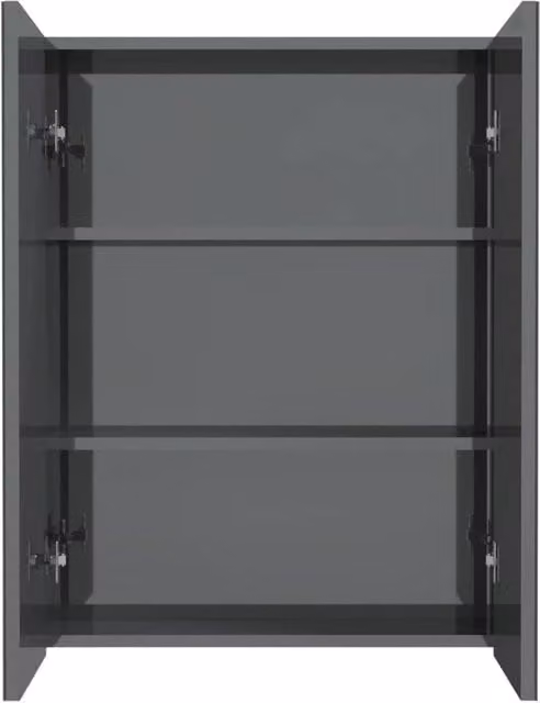 Berkfield Home Modern Glossy Grey Bathroom Mirror Cabinet with Glass Doors, W/D/H: 60 x 15 x 75 cm