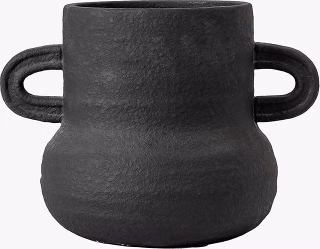 Perch & Parrow Somov Small Ceramic Tabletop Vase in Black
