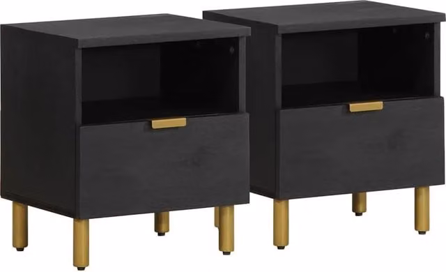 Berkfield Home Black Bedside Cabinet in Engineered Wood W/D/H: 40 x 33 x 46 cm – 1