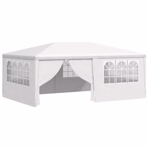 vidaXL Professional Party Tent with Side Walls and Windows, White, W: 6 m, D: 4 m