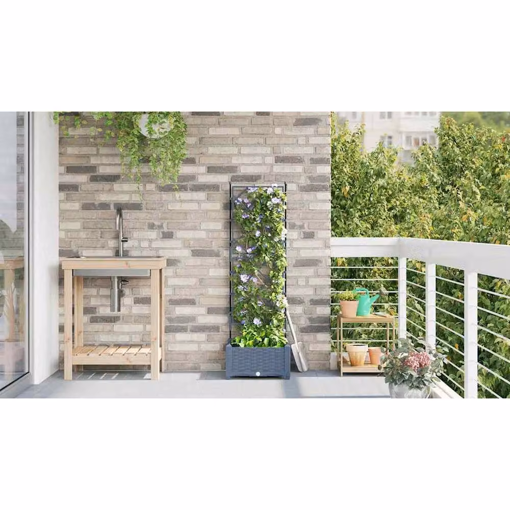 Berkfield Home Garden Planter with Trellis, Light Grey, W/D/H: 40 x 40 x 125.5 cm – 3