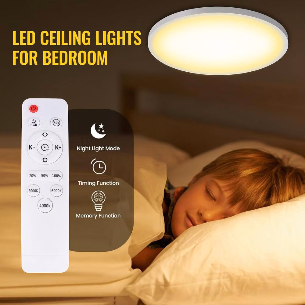 COMELY Round LED Ceiling Light, 24W Dimmable RGBW Colour Changing Light in White – 7