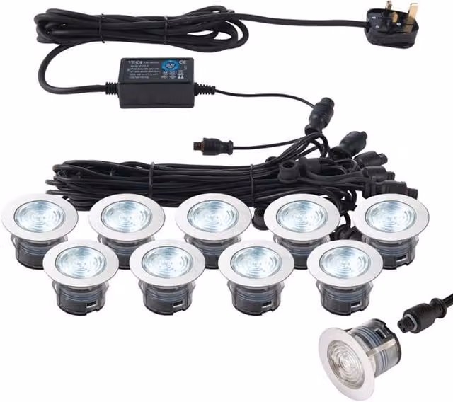 Loops IP67 Outdoor LED Decking Plinth Lights, Silver and Multicolour, W/D/H: 7.5 x 4.5 x 4.5 cm