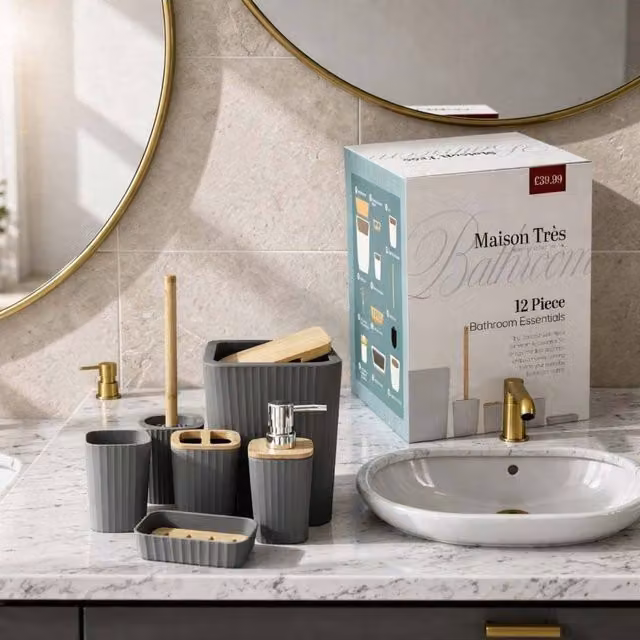 Gaveno Cavailia 12-Piece Bathroom Accessories Set in Anthracite and Grey – 2