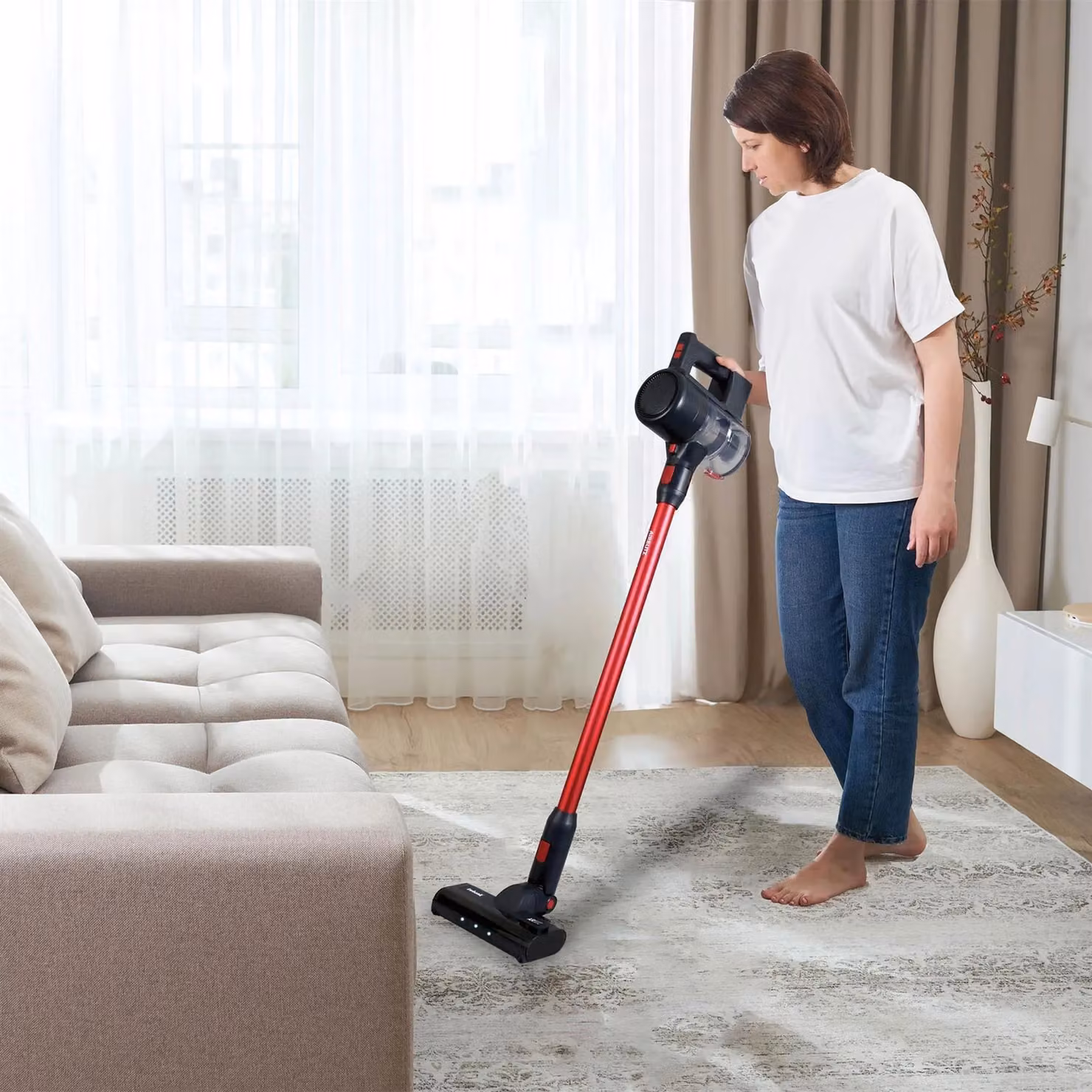 Ewbank Airblitz 2-in-1 Cordless Bagless Stick Vacuum Cleaner with HEPA Washable Filter and LED Headlight – 2