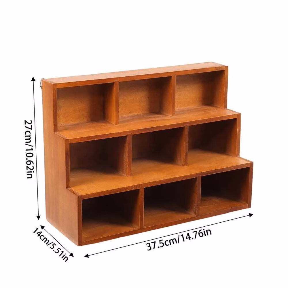 KORVIXA Vintage Wooden Desktop Storage Display Rack in Brown – 2