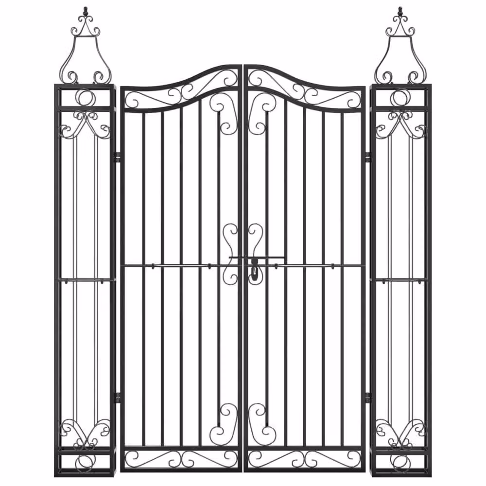 Berkfield Home Black Wrought Iron Swing Garden Gate, W/D/H: 121 x 8 x 150 cm – 3
