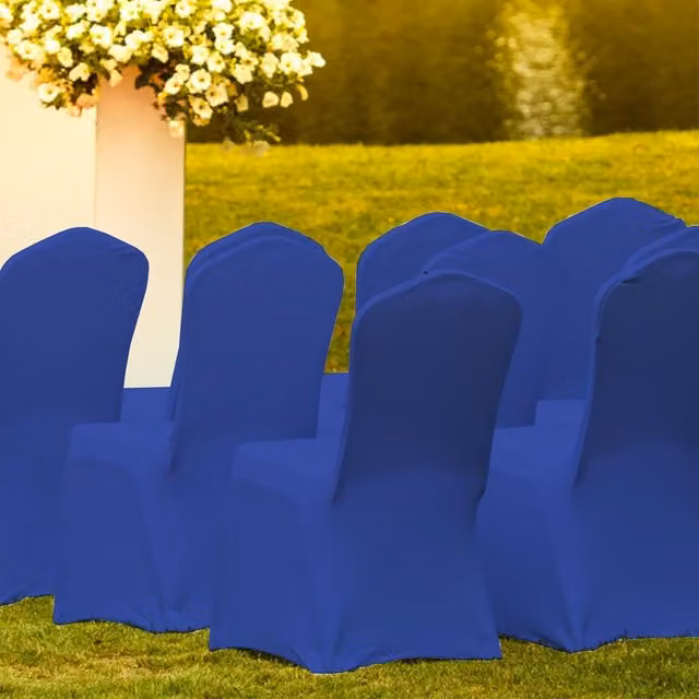Trimming Shop Royal Blue Stretch Fabric Removable and Washable Dining Chair Slipcovers, Width: 40 cm