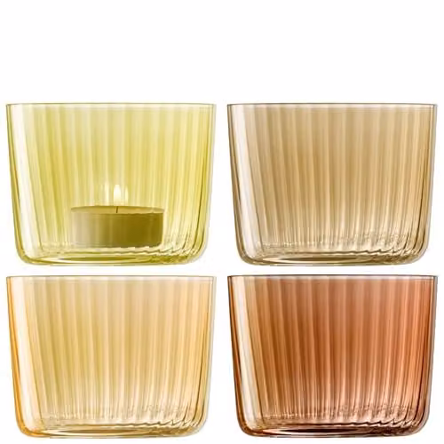 LSA International Gems Hand Painted Amber Tealight Holder, Height: 6 cm