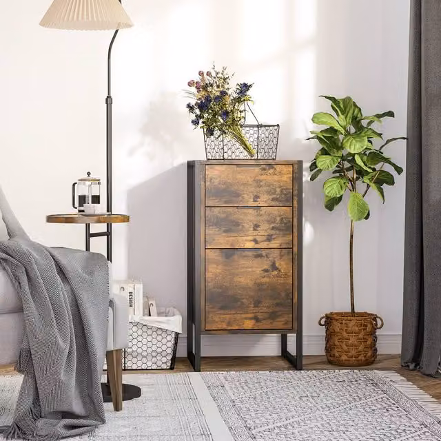 STILVORA Industrial Chest of Drawers with Metal Frame in Rustic Brown