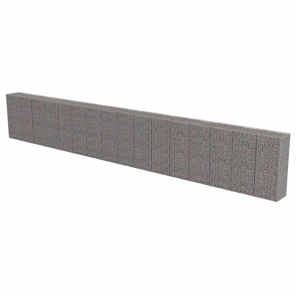 Berkfield Home Durable Galvanised Steel Gabion Wall with Covers in Silver, W/D/H: 900 x 50 x 150 cm – 3