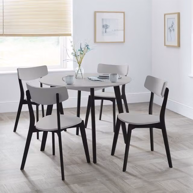 Julian Bowen Casa Round Mid-Century Dining Table in Grey and Black Lacquered Wood